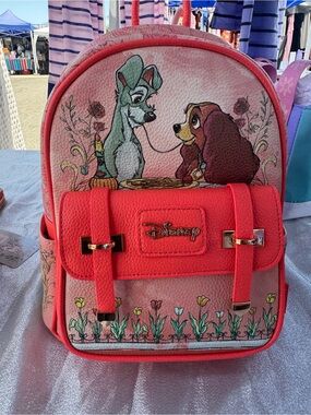 Wondapop Disney Pink and Red Lady and the Tramp Floral Mini Backpack